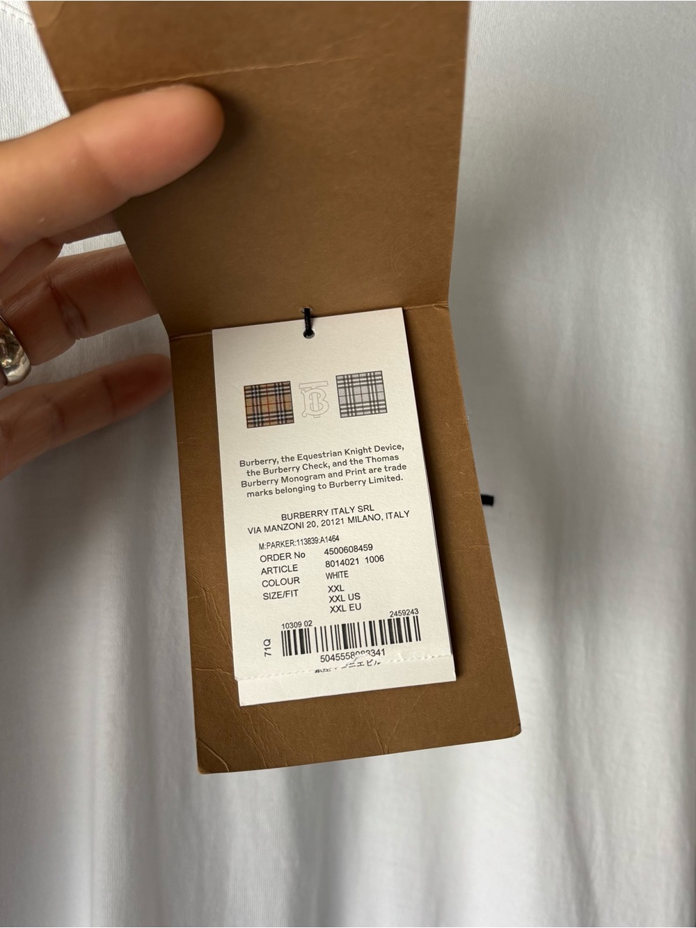 Burberry Men’s White TB Monogram Crew Neck T-Shirt Size XXL Brand New - Picture 8 of 8